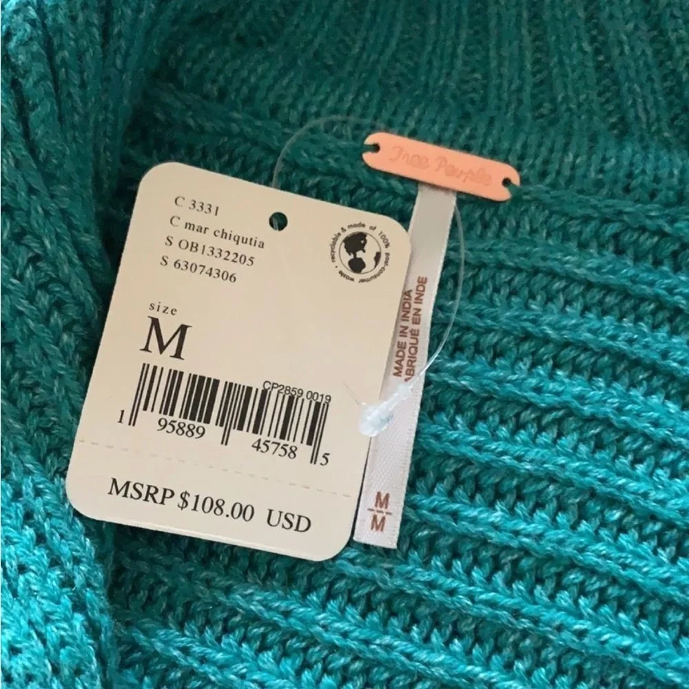 Free People Teal Oversized V Neck Sweater. NWT Retails for $108.00